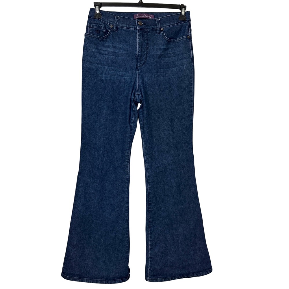 Gloria Vanderbilt Womens Sz‎ 8 Amanda Flare Jeans Dark Wash Blue High Rise Denim